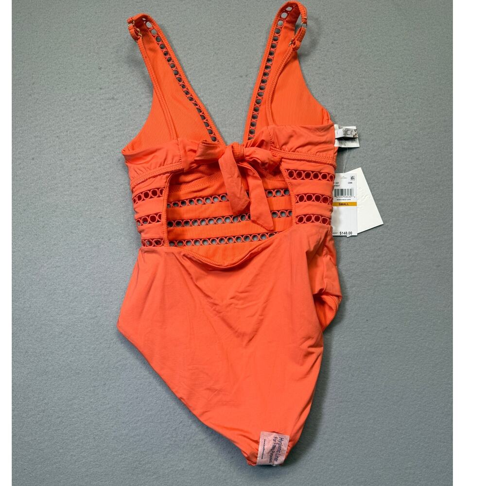 BECCA by Rebecca Virtue Modern Edge One-Piece Coral Rose Small $148 - Picture 5 of 11